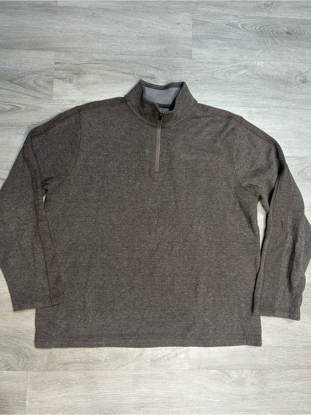 Eddie Bauer 1/4 Quarter Zip Brown Fleece Pull Over Sz XL